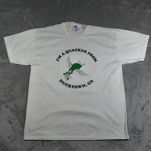 Vintage Im A Quacker From Ducktown GA Shirt Men XL White 90s Made In USA Georgia